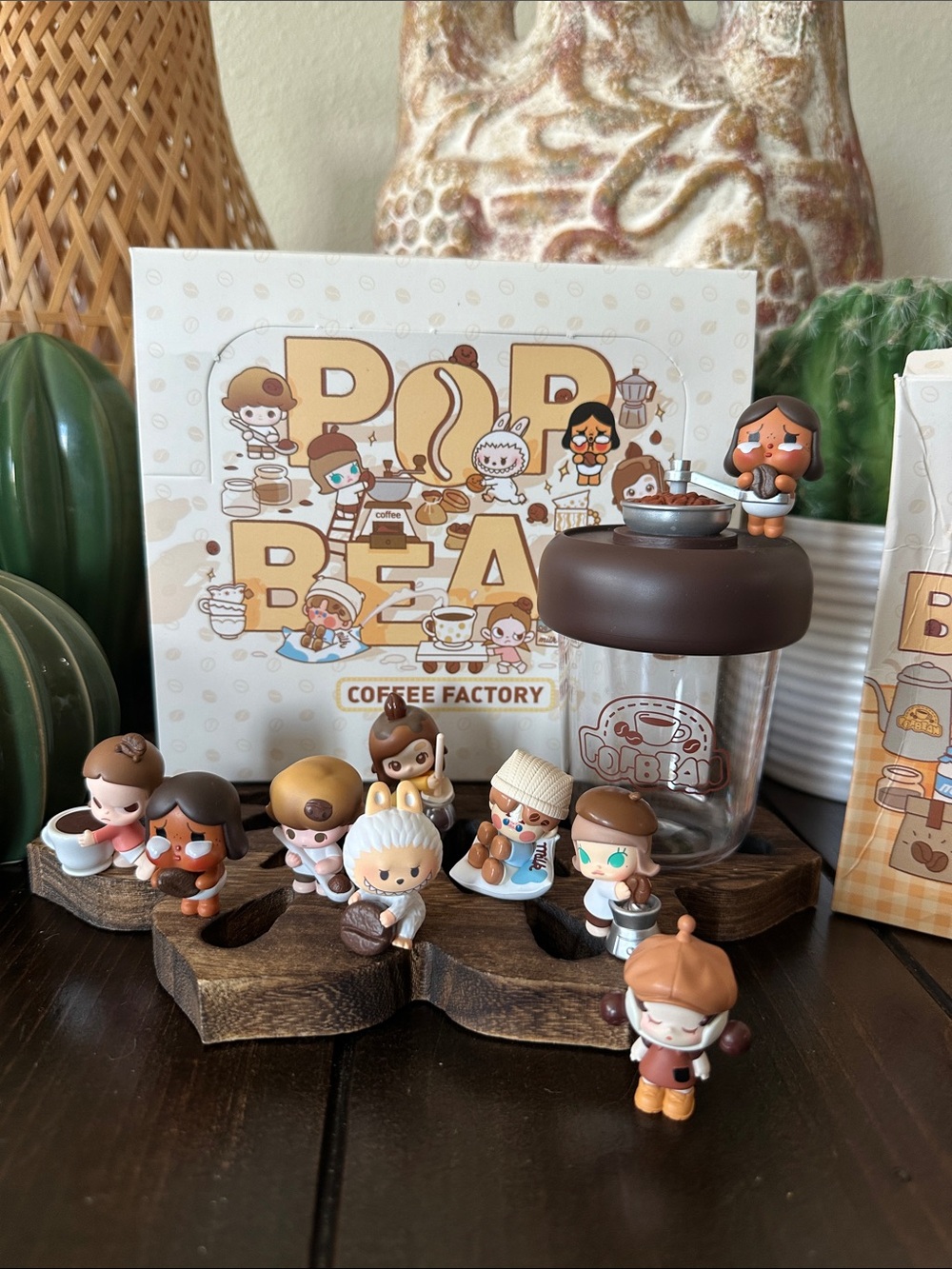 Pop Bean Coffee Factory Mini Figure Set with Glass/Plastic Jar